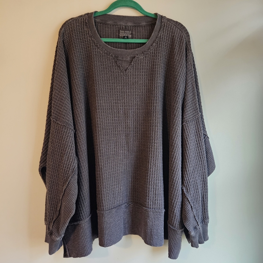 American Eagle Big Hug Crew Neck Waffle Sweatshirt